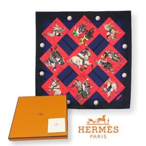 Hermès (Authentic) Cup Palm Beach Carre 90 Vintage Silk Scarf, MINT with Box